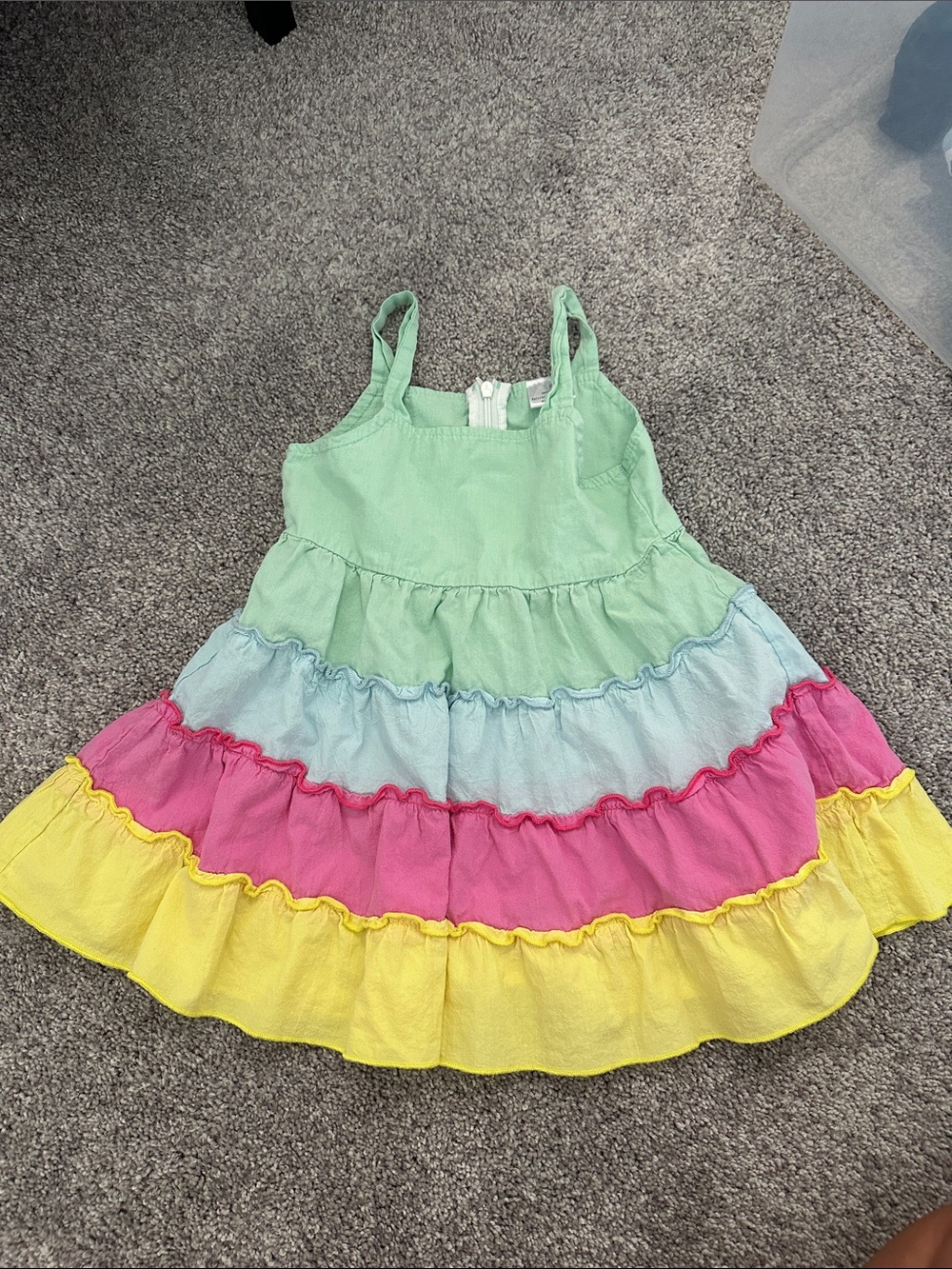 Tiered Pastel Rainbow Sundress - Green, Blue, Pink, Yellow